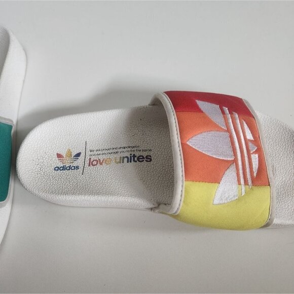 ADIDAS ORIGINALS | RainBow Multi Color Adilette Slides flip flops sz 5 - Picture 2 of 4